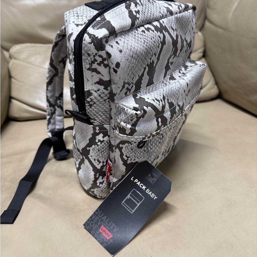 Levi's Gray and Black Backpack with Snakeskin Print